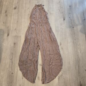 Nectar Sleeveless Wide Leg Smocked Jumpsuit Size Medium